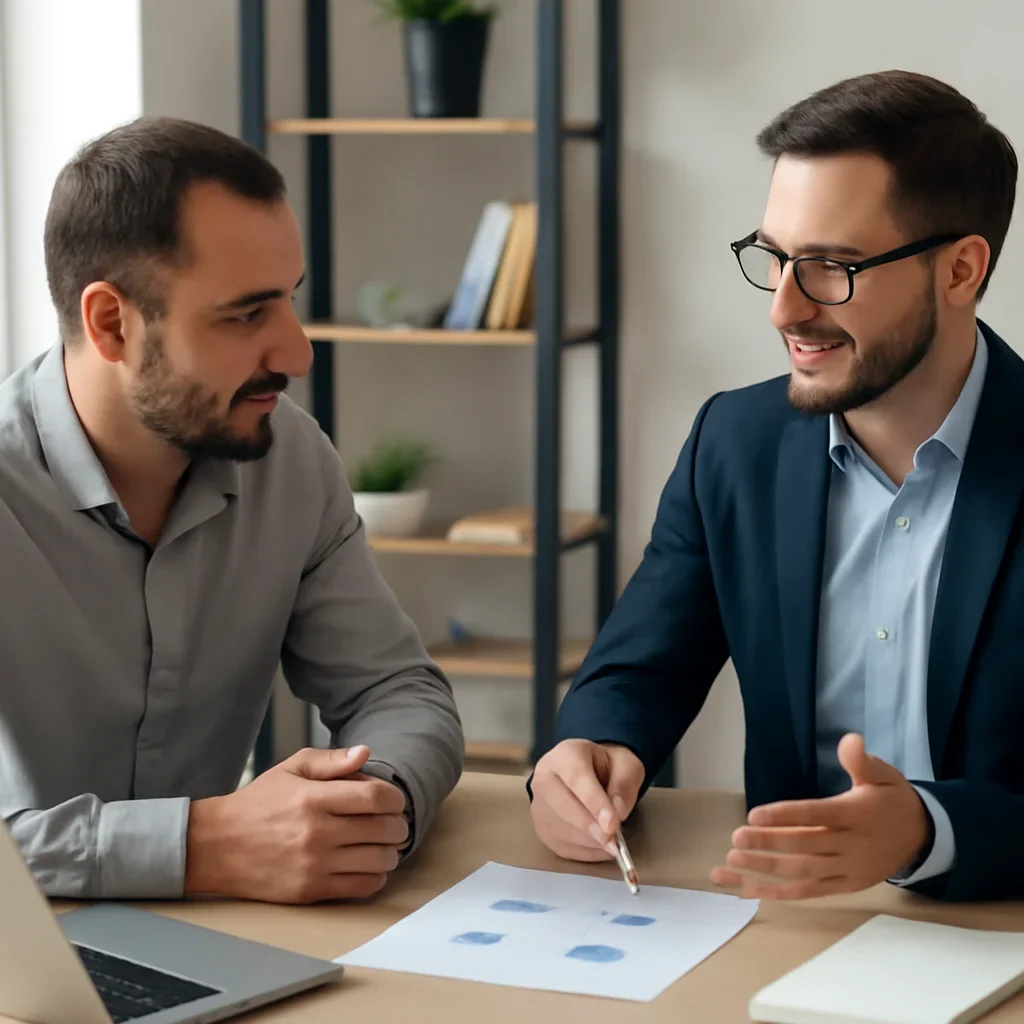 Business consultation about next steps for Roofer SEO Surrey